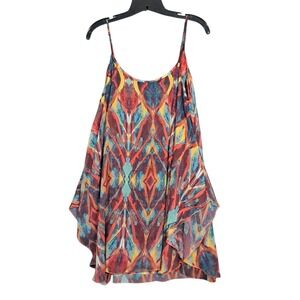 Alice +‎ Olivia Rhi Tiered Hem Tank Dress Tribal Diamond Size Large Boho Aztec